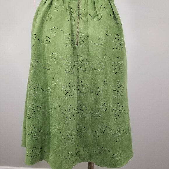 New Betsey Johnson Faux Suede Dress 2 Lazer Cut Skater Fit & Flare Coquette - Picture 8 of 15